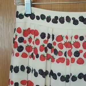J Crew Ivory Berry Pleated Skirt sz 0
